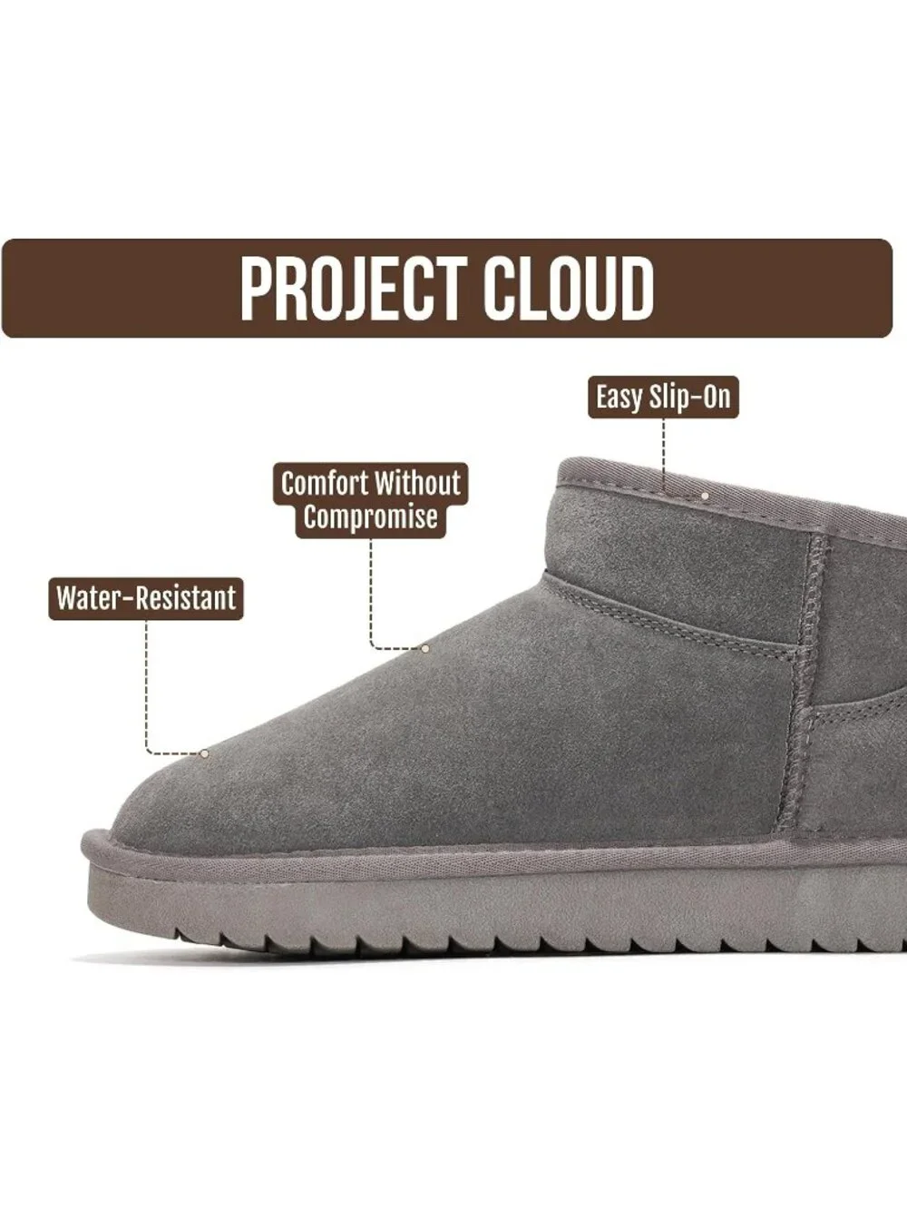 Womens Grey Suede Cloud Water Resistant Genuine Leather Comfortable Ankle Boots